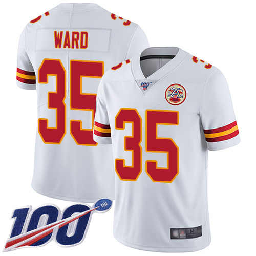 Men Kansas City Chiefs #35 Ward Charvarius White Vapor Untouchable Limited Player 100th Season Football Nike NFL Jersey